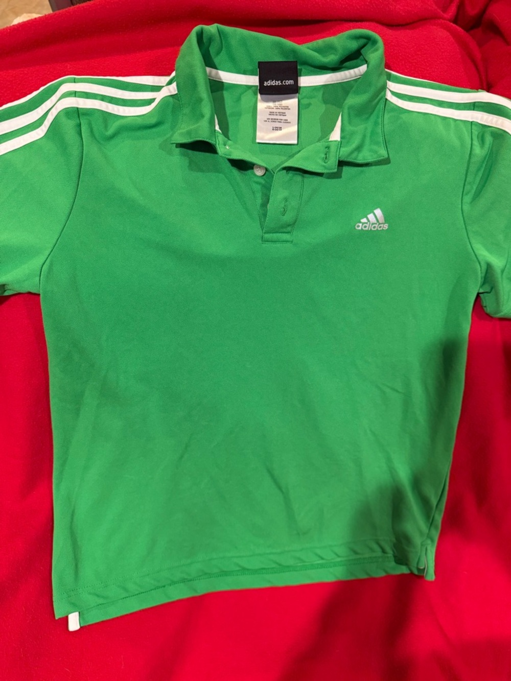 adidas Green Polo with White Stripes